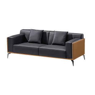 现代真皮商务办公沙发老板总裁经理办公室会客接待区沙发茶几组合