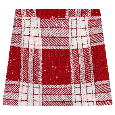 落落狷介亮片格子半身裙女