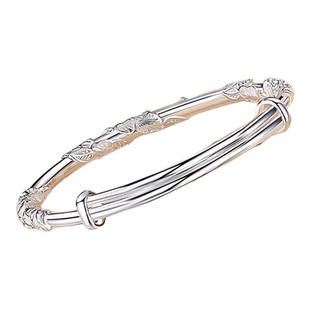 黄金彩虹足银走马圈拉伸手镯女繁花似锦简约气质首饰