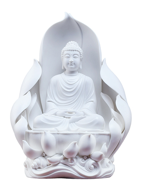 戴玉堂陶瓷花开见佛如来佛祖家用佛像供奉客厅桌面摆件释迦牟尼佛