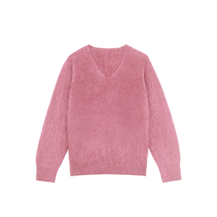 MANNALA丨“云端V领版”罕山白绒V领显瘦山羊绒皮草感毛衣 Q4815