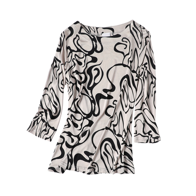 针织真丝桑蚕丝七分袖上衣