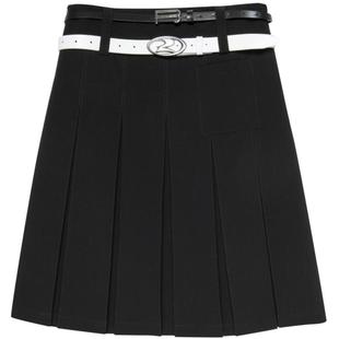 REVAN芮范设计师款甜酷双腰带百褶中裙RN11503251