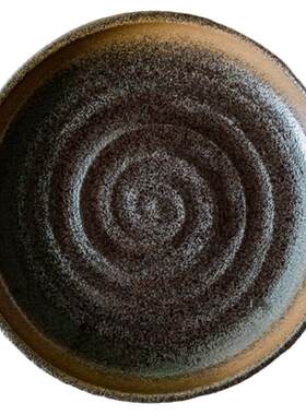 陶瓷餐具粗陶日式圆形牛排盘复古
