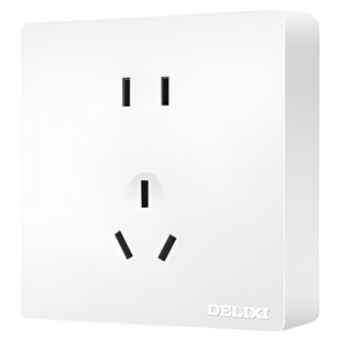 德力西明装开关超薄插座家用一开双控五孔电源插座面板多孔开关