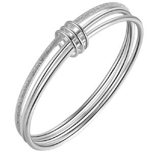 三生三世银手镯女9999纯银年轻款三环三圈足银镯子刻字手环送女友