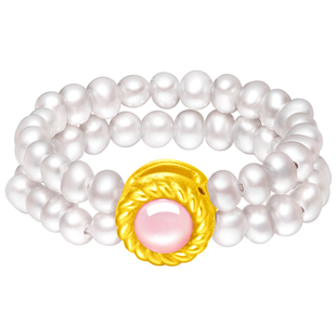 周大福SOINLOVE 圆舞曲黄金珍珠贝壳戒指VR1310生日礼物