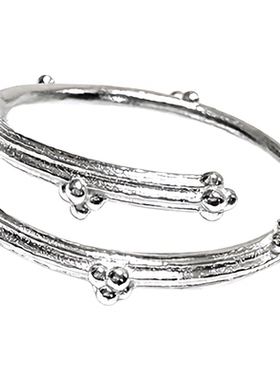 QuriouStone其石哥特风格螺旋单层缠绕小花戒指925纯银开口可调节