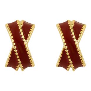 红色气质大气交叉耳钉女2025新款爆款耳环高级感小众设计新年耳饰