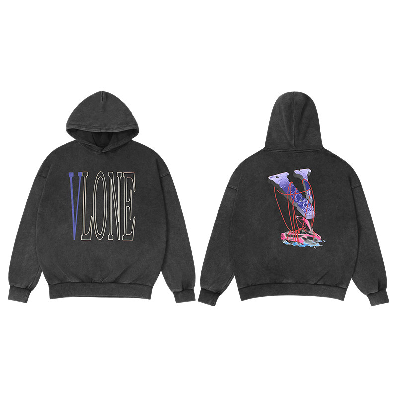 VLONE STAPLE HOODIE流浪月球大LOGO印花水洗连帽卫衣 男女同款