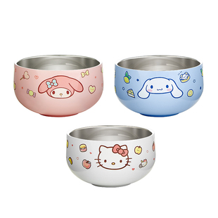 hellokitty儿童316不锈钢吃饭专用碗6岁以上食品级宝宝防摔辅食碗