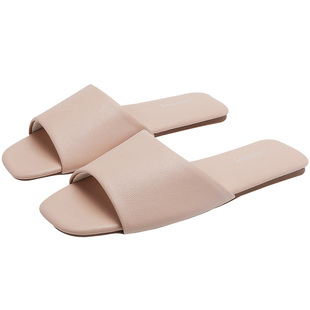 清库!四季高级感情侣PU皮凉拖鞋女简约防滑居家轻便轻声牛筋底男