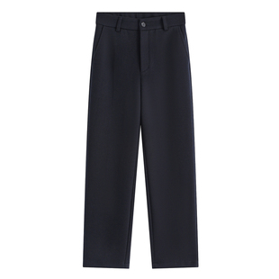 毛呢烟管裤女秋冬加绒2025新款小个子羊毛裤子九分黑色窄版直筒裤