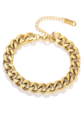 18K金手链超质感光滑古巴嘻哈