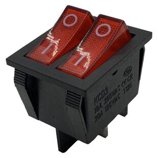 电饼铛开关6脚2档红色四脚带灯按键开关双联船型开关电暖器油汀