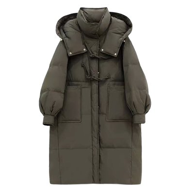 300斤大码连帽中长款棉衣棉服女