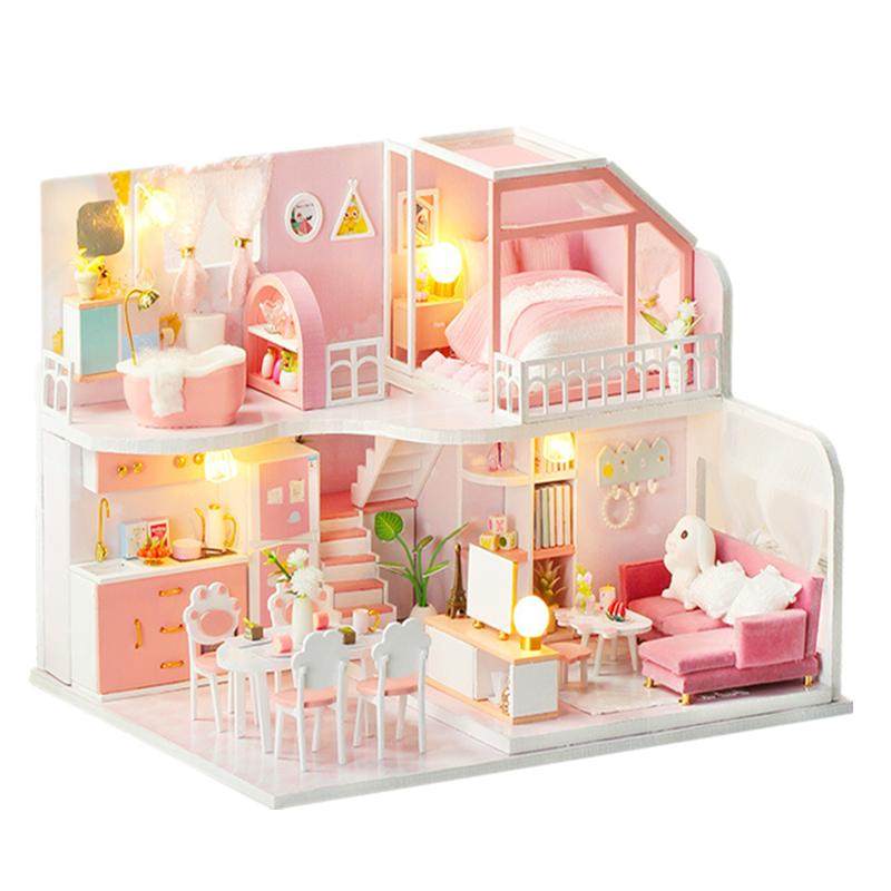 简约小清新复式阁楼模型木质手工diy小屋建筑模型创意女生日礼物