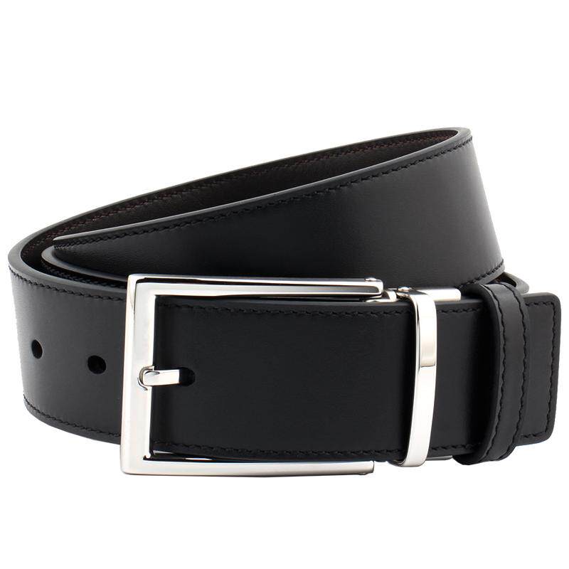 宽版头层牛皮不锈钢针扣皮带男款