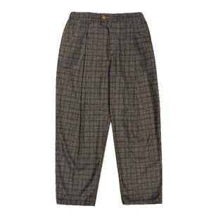 CITYDIVE Barnfit Wool HoundstoothTRS羊毛千鸟格复古单褶休闲裤