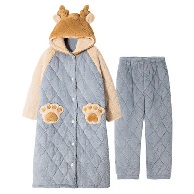 芬腾正品冬季男士加厚夹棉家居服