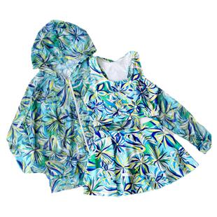 泳衣女分体三件套女长袖连帽罩衫微胖保守宽松显瘦泡温泉连帽泳装