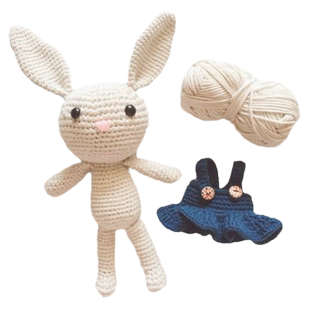 钩针diy材料包毛线编织手工玩偶娃娃情侣兔子自制针织5股牛奶棉线