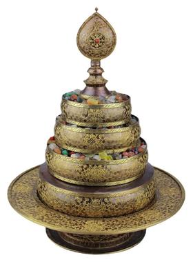 尼泊尔七宝曼扎盘加厚紫铜手工