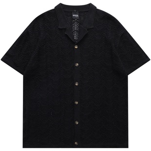 From Mars Wavy hollowed-out short-sleeved shirt loose