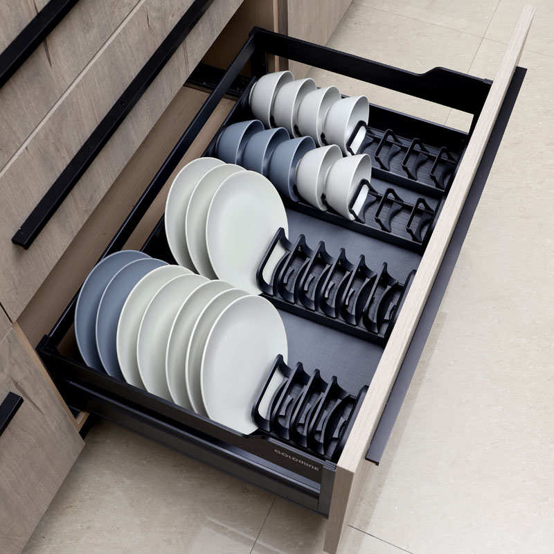 橱柜抽屉碗架内置碗碟架 厨房单层柜内放碗盘子沥水架收纳置物架