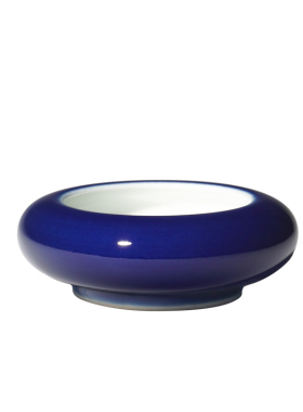 景德1004柴窑烧霁蓝铜锣洗