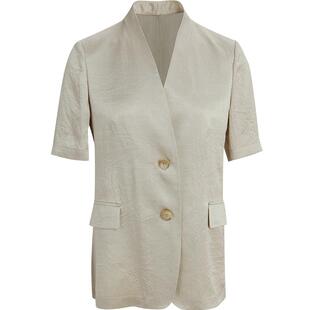 [100%重磅醋酸系列]LANDI蓝地香槟金缎面短袖西装套装女夏新品