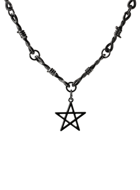黑色荆棘五角星项链男女潮流