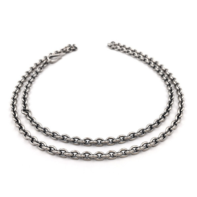 不拘泰银男日项链作旧长款调节