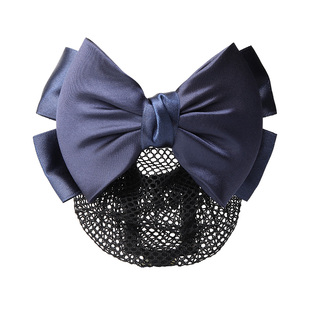 韩版职业头花女带网兜护士空姐银行服务员工作发夹包头发网套发套