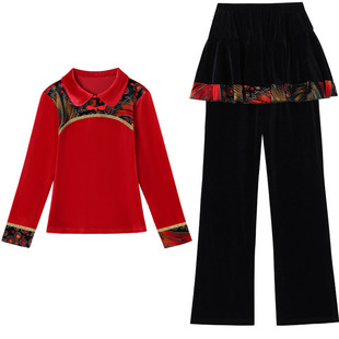 新款广场舞服装女套装秋冬民族风团队服打腰鼓秧歌服表演出舞蹈服