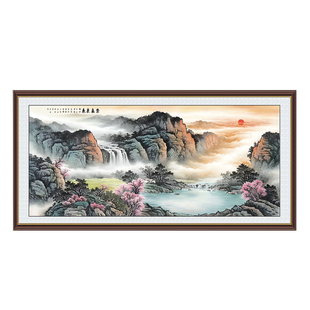 蒙娜丽莎十字绣紫气东来聚宝盆风景山水画2026新款客厅满绣线绣