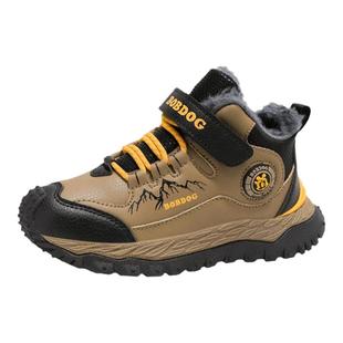 巴布豆男童棉鞋2025新款冬季加绒加厚保暖大棉抗寒雪地儿童运动鞋