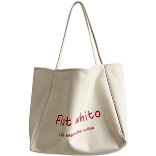 原创自制大容量通勤托特旅行瑜伽袋学生百搭文艺单肩斜挎帆布包女