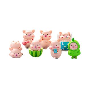 头号家！无聊了送Ta一套西瓜小猪摆件！可爱办公桌面手办创意礼物