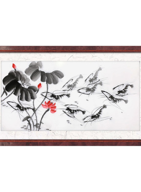 仿齐白石的虾群虾画水墨虾的画