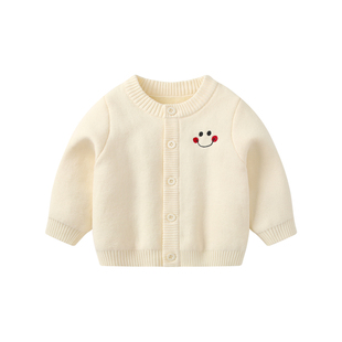 波步婴儿秋冬毛衣针织外套男宝宝加绒加厚开衫女童毛线衣冬装上衣