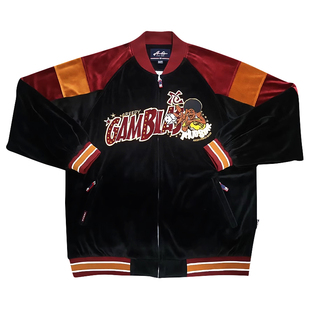 Acusa天鹅绒黑人头赌徒重工刺绣拼接外套卫裤休闲运动套装宽松男