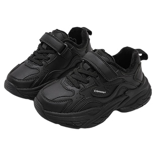 千百度儿童运动鞋男女童鞋子2025冬季新款加绒老爹鞋青少年跑步鞋