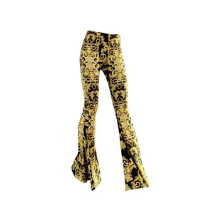 喇叭裤黑白碎花显高韩系百搭收腰简约广场舞裤子休闲裤外穿喇叭裤