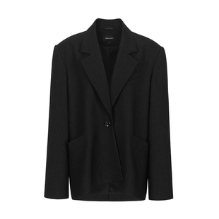 [清仓换季] 无以幻象 x WUYIHUANXIANG 斜叠片垫肩长袖西装