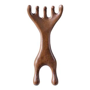 檀木按摩梳头部按摩器鹿角小青蛙眼部面部五爪抓头部经络疏通神器