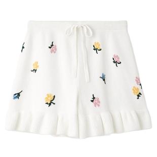 gelato pique秋冬女睡裤半边绒彩色小花褶边短裤PWNP244053