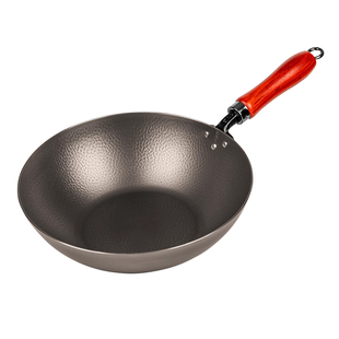 卢记钛锅锻打锤纹纯钛锅平底锅炒锅无涂层不粘锅家用炒菜锅燃气灶