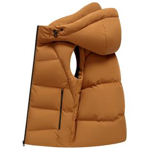 鸭鸭冬季羽绒马甲男款户外休闲无袖马夹短款连帽舒适保暖外套男潮