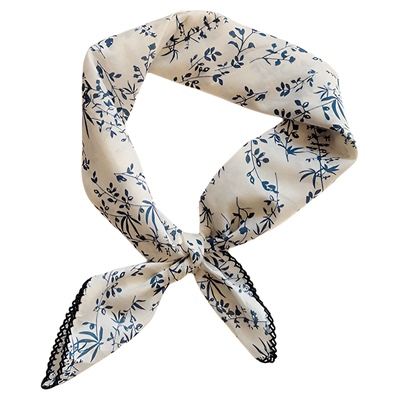 清爽植物纯棉勾花丝巾小方巾春夏